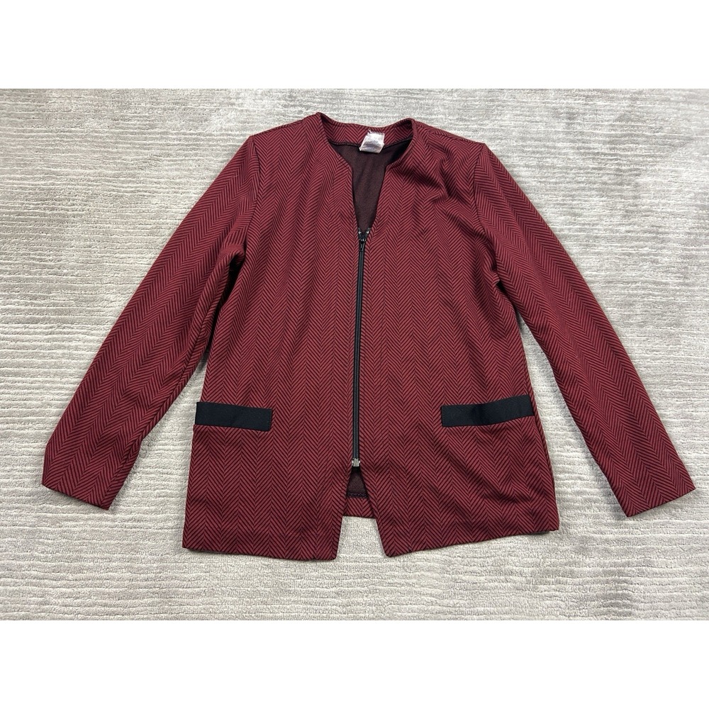 Weekenders Jacket Womens Medium Red Full Zip Long Sleeve Acrylic Blend Padded